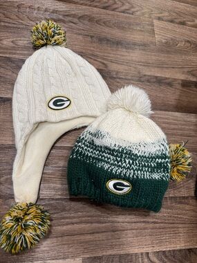 Green Bay Packers Kids Winter Hat Set - Cream and Green